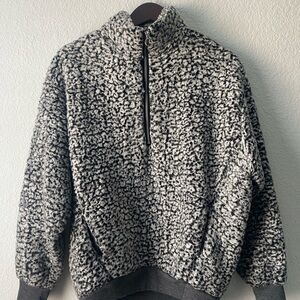 Express One Eleven Sherpa Fleece Black and White Jacket